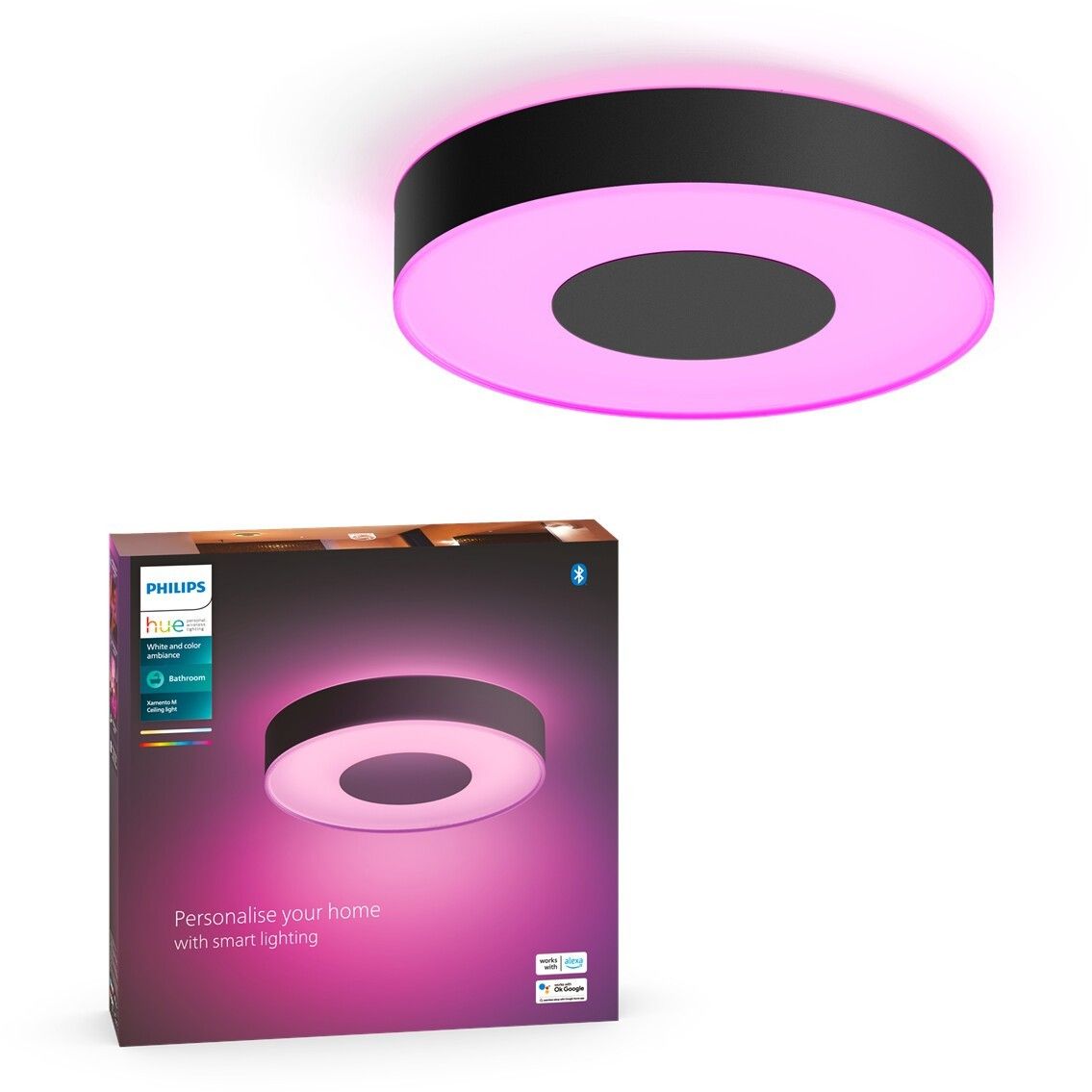 Philips Hue White and Color Ambiance Xamento Deckenleuchte Ø 38,1 cm Schwarz