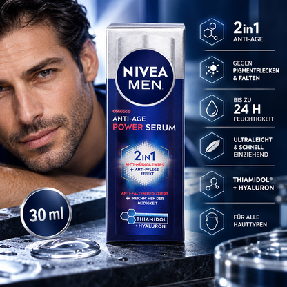 NIVEA MEN Power Anti-Age Serum 2in1 – LUMINOUS630® & Hyaluron (30 ml)