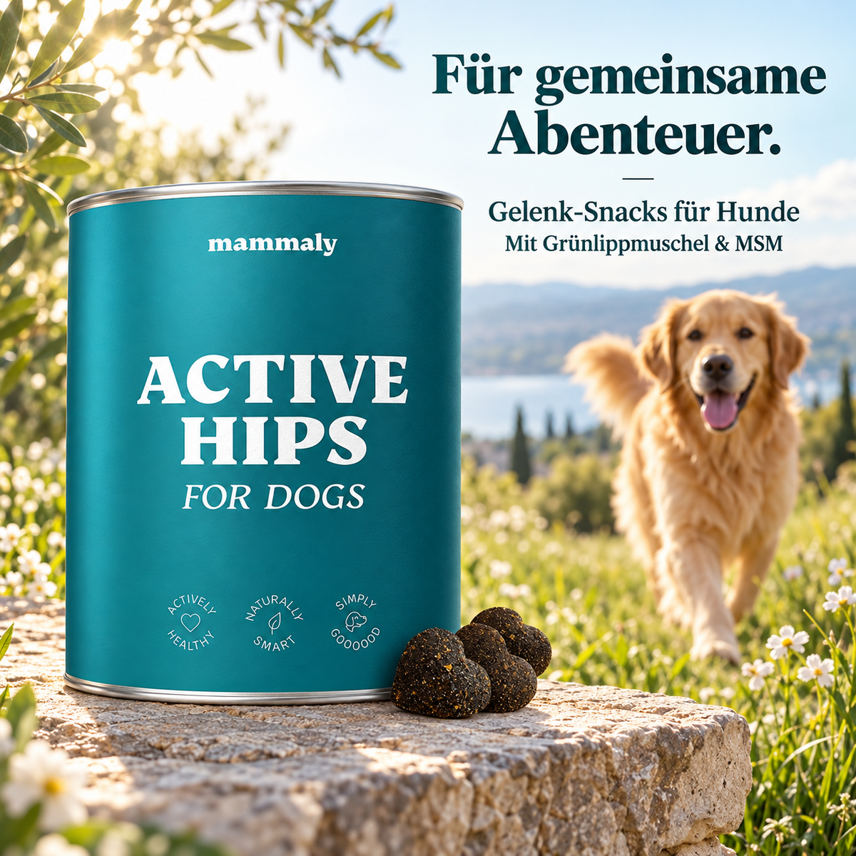 mammaly Active Hips – Gelenk-Snacks für Hunde mit Grünlippmuschel & MSM