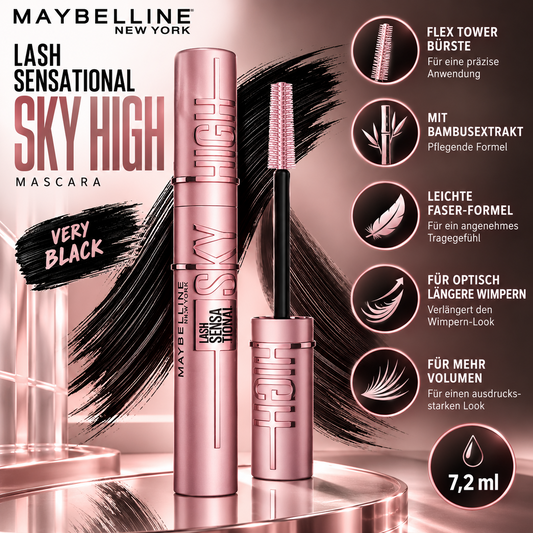 Maybelline New York Maybelline Mascara Lash Sensational Sky High Very Black, 7.2 ml – Produktbild