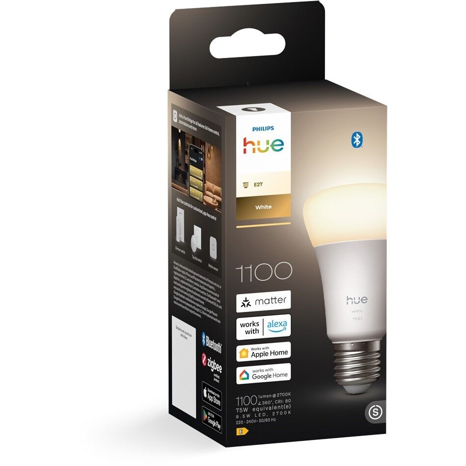 Philips Hue E27 LED Lampe 9,5W wie 75W warmweißes Licht dimmbar