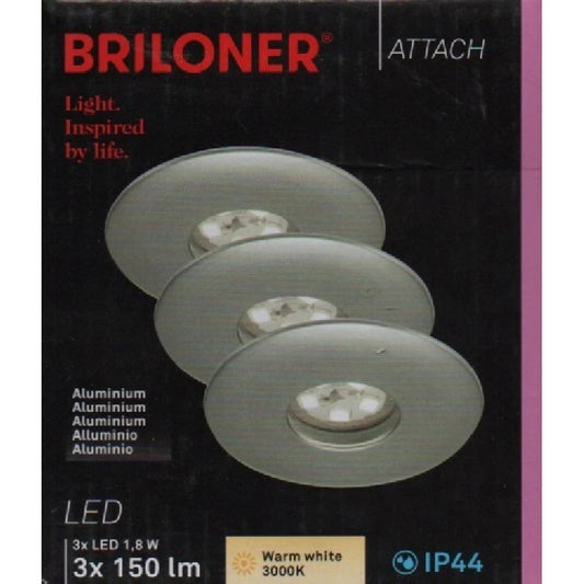 Briloner LED Einbauleuchten alufarbig 3er-Set 3xLED/1,8W (7240-039)
