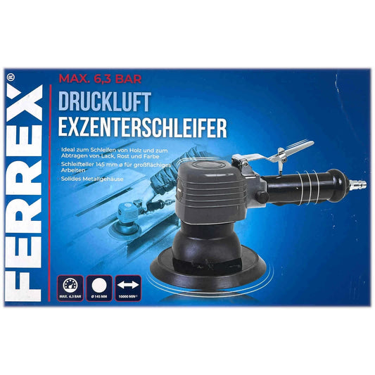 FERREX Druckluft Exzenterschleifer max. 6,3 Bar Zubehör für Holz, Lack & Rost