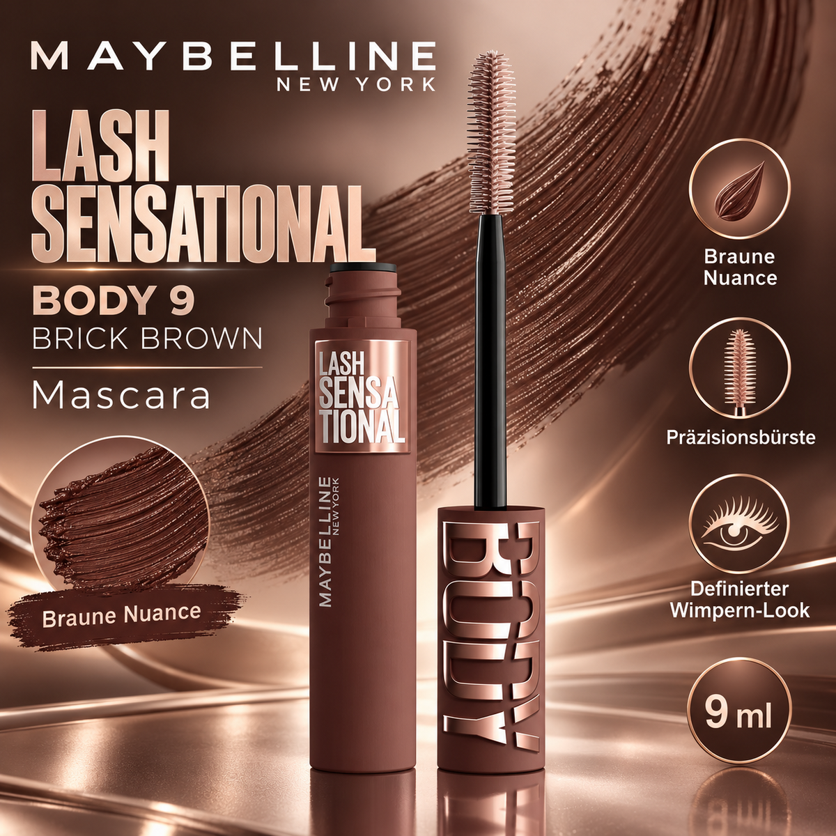 MAYBELLINE NEW YORK Mascara Lash Sensational Body 9 Brick Braun