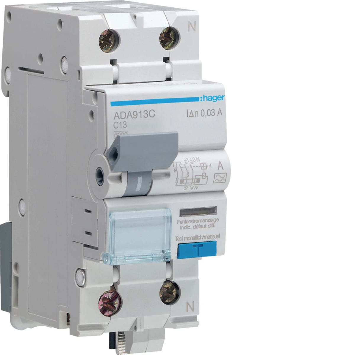 Hager ADA913C FI/LS-Schalter 1P+N 13A C 30mA 6kA