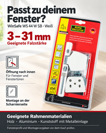 Burg Wächter WS 44 W Winsafe Fenster Tür Sicherung Scharnierseite weiß