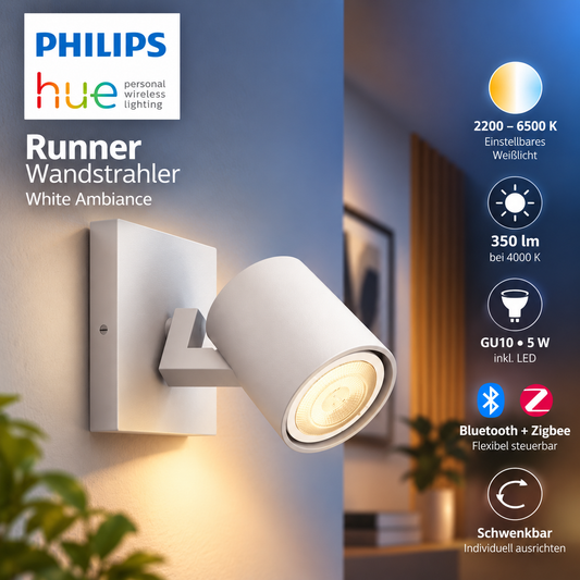 Philips Hue Runner Single Spot LED GU10 5W mit Dimmer weiß – Produktbild