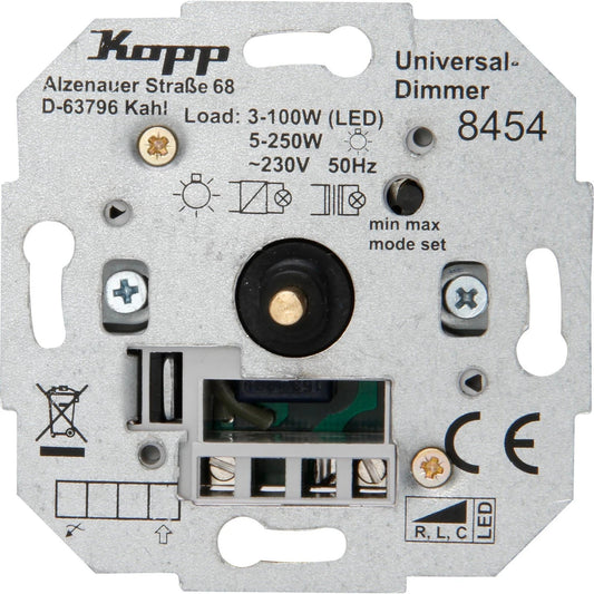 Kopp Universaldimmer RLC 100W – Drehdimmer für LED, Halogen & Glühlampen