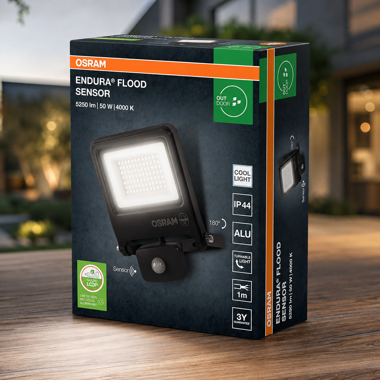 OSRAM ENDURA FLOOD PCR SENSOR 50W 840 DG – LED-Außenstrahler mit Bewegungssensor