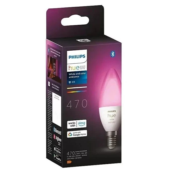 PHILIPS HUE White & Color Ambiance LED 5.3W 470lm ️E14 Smarte Glühbirne