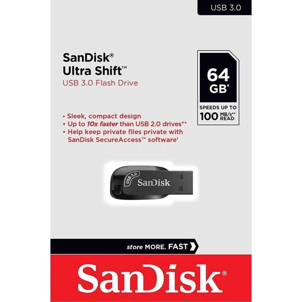 SanDisk Ultra Shift USB 3.0 Flash Drive 64 GB Stick Speicher 100 MB/s NEU