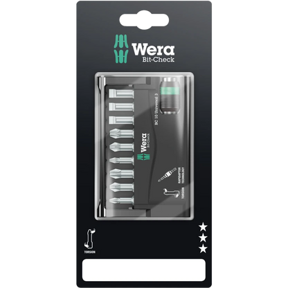 Wera Bit-Check 10 Universal 3 SB 05073410001 – Herstellerabbildung des verpackten 10-teiligen Sets